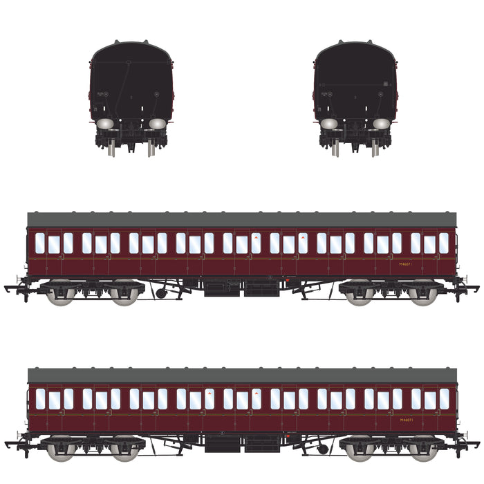 BR Mk1 57' Non-Gangway Coach - S - Lined Maroon  (Low position) M46071