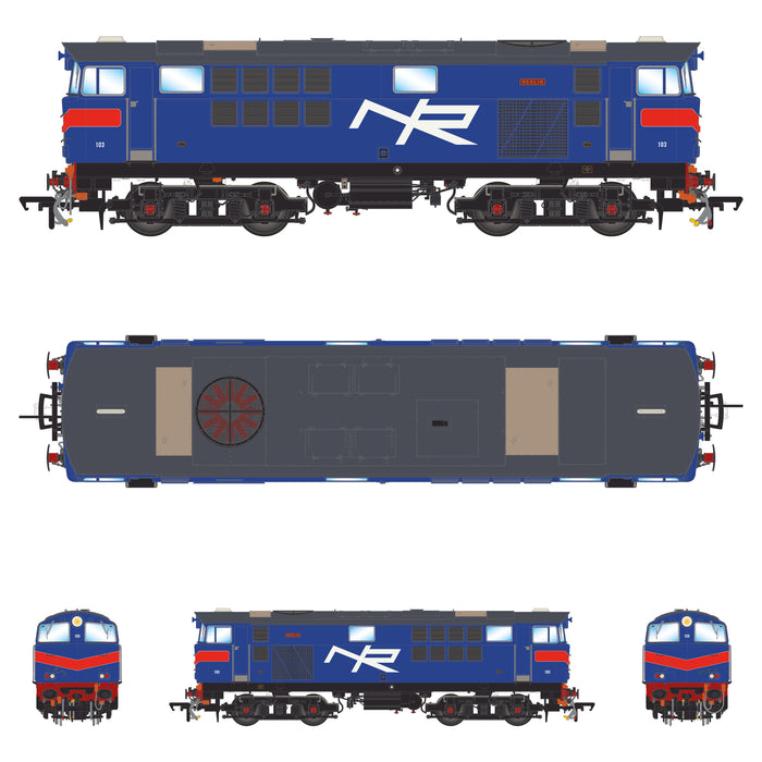 103 'Merlin' NIR Blue, with Red Chevrons - DCC Sound