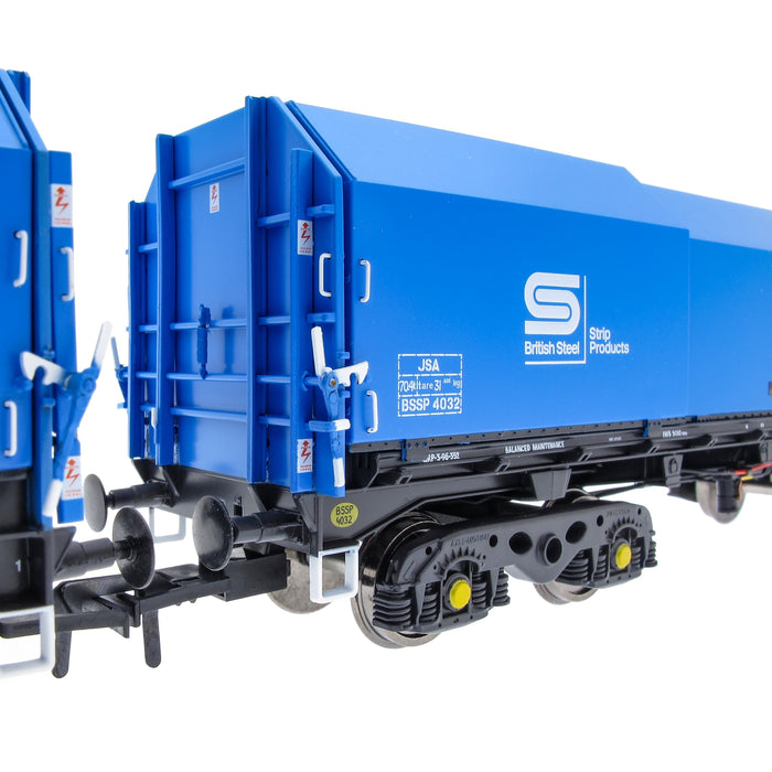 JSA Bogie Covered Steel Wagon Twin Pack - British Steel 1